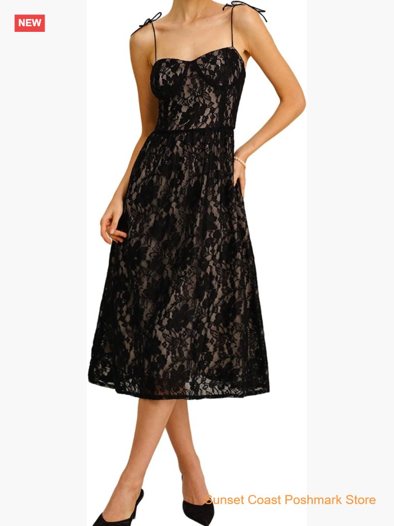 Women's Sweetheart Neck A-Line Slip Midi Dress For Cocktail Wedding Guest